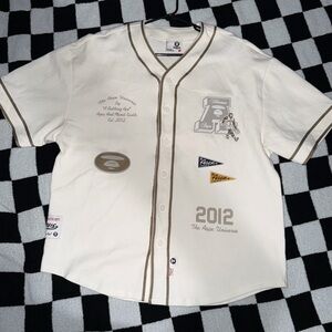 AAPE by A Bathing Ape 2012 Logo Baseball Jersey - Cream & Taupe
